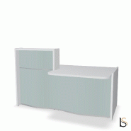 Banque d'accueil compacte WAVE avec plateau bas - MDD - 200, Droite, Bleu ciel mat_0