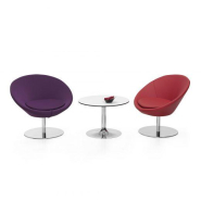 Fauteuil Circle - Collection inspirée des années 60 et 70 - neuf - assise mono-bloque - vérin giratoire - base en acier chromé_3