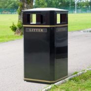 Invicta - Poubelle publique Glasdon - 110 litres - Métallique extérieure, anti-corrosion_3