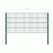 Vidaxl panneau de clôture avec poteaux fer 1,7 x 0,8 m vert 144933_3