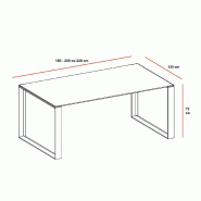 Bureau droit X7 avec piètements chromés - Officity. - 220, Orme_3