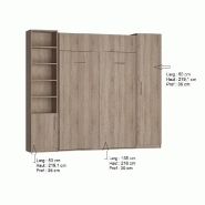 Composition Lit Escamotable Dynamo Chêne - Couchage 140 x 200 cm avec Rangements Intégrés et Ouverture Assistée_3