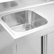 Plonge inox 1 bac à gauche et égouttoir sur placard avec 3 tiroirs - 1200 x 600 mm_3