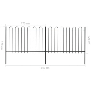Vidaxl clôture de jardin avec dessus en cerceau acier 3,4 x 1,2 m noir 277666_3