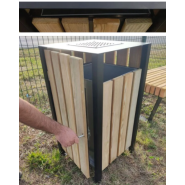 Corbeille City - Mobilier urbain en métal et bois avec cendrier intégré - 100L - L500 x P500 x H900 mm_3