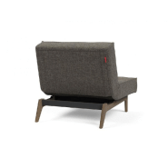 Innovation Living - Fauteuil convertible Splitback Eik - Lit 90x115 cm - Pieds chêne noyer - Tissu Flashtex Dark Grey_3