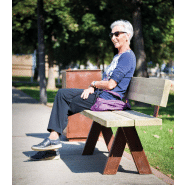 Banc public Olea UM314 - Piètement en acier Corten et lattes en bois traité classe IV_3