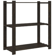 Vidaxl support de rangement à 3 niveaux noir 80x38x90 cm bois pin 373408_3