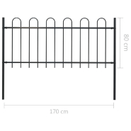 Vidaxl clôture de jardin avec dessus en cerceau acier 1,7 m noir 144930_3