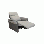 Fauteuil relax électrique GELLIN en microfibre bi-color gris perle et plomb - Têtière électrique et synchronisation assise/dossier_3