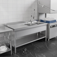Plonge inox 2 bacs avec égouttoir et étagère - P 700 mm -_3