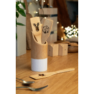 Spatule en bambou - Découpe sapin de Noël - Couleur naturelle - 24g_3