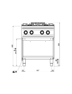 Fourneau 4 feux gaz sur placard ouvert - 5.5 kW - Gamme DOMINA PRO 700 - Modèle IPX5 - Référence FB77AXS_3