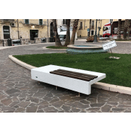 Banc public Ela Mini Mad UM371LM2 - siège béton armé hydrofuge, structure inox, lattes bois tropical_3