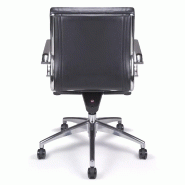 Fauteuil de Direction synchrone - cuir Noir pleine fleur - accoudoirs en aluminium poli - So Pérouse - Sans_3