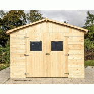 Abri en panneaux de bois 16 mm - surface utile 5,41 m² - double porte - sans plancher