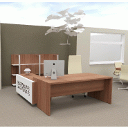 Bureau d'angle T45 avec desserte dos design - Quadrifoglio - 192, Droite, Noyer Canaletto_3