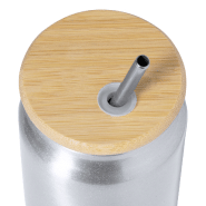 Gobelet publicitaire en aluminium recyclé - 430 ml - avec couvercle bambou et paille inox_3