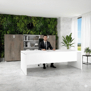 Bureau de direction TAK plateau rectangulaire - Mobel Linea - 180, Blanc_4