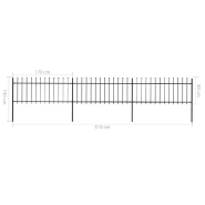 Vidaxl clôture de jardin avec dessus en lance acier 5,1 x 0,8 m noir 277604_3