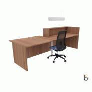 Banque d'accueil design avec accès PMR Z2 - Officity - Droite, Noyer Canaletto, 186_3