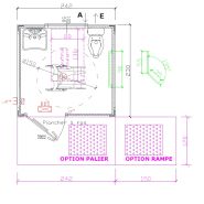 Sanitaire PMR compact avec installation électrique et eau chaude