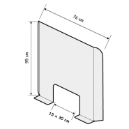 Écran de Protection Plexiglass Transparent - H 60 x L 76 x P 16 cm - Réf : 490760 - Passe-documents et fixation adhésive_3