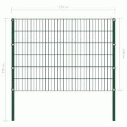 Vidaxl panneau de clôture avec poteaux fer 1,7 x 1,2 m vert 144934_3