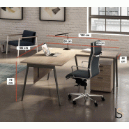 Bureau avec retour X3 - Officity - Anthracite, Noyer canaletto, 160 x 160 cm_3