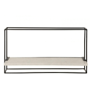 Étagère design contemporain en métal noir et marbre, 65 cm