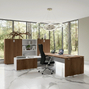 Bureau Bi-colore TAK avec rangement intégré - Mobel Linea - 185, Acacia foncé, Gauche_3