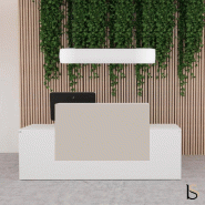 Bureau réception Pano Ofitres avec façade de couleur. - 140, Beige brillant_0