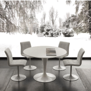 Chaise AERA - Polyuréthane sable - Piètement pivotant métal laqué blanc - Design contemporain_3