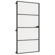 Vidaxl porte intérieure mince noir verre trempé aluminium 155123_3