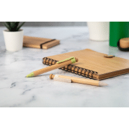 Stylo bille en bambou - Attributs en plastique de paille de blé écologique - Encre bleue_3