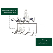 Arceau à vélos double étage, pour maximiser le stockage dans vos abris vélos - DUO_3