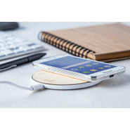 Chargeur USB sans fil 10W avec boîtier en bambou - couleur naturelle_3