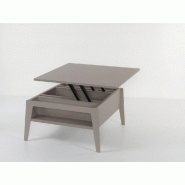 Table basse relevable BRIGHTON gris taupe 80x80 cm - Design moderne avec plateau en bois stratifié_3