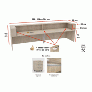 Banque d'accueil Delta First bicolore 2 personnes - Mobel Linea - 284, Anthracite / chêne veiné_3