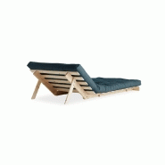 Fauteuil convertible futon ROOTS - Pin naturel - Coloris bleu pétrole - Couchage 90 x 200 cm - Design japonais et scandinave_3