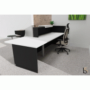 Banque d'accueil Delta Plus avec PMR et réhausse - Mobel Linea - Blanc mat, Droite, Noir, Oui, 282_4