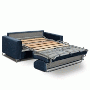 Canapé convertible express Jackson 140cm - Comfort Bultex 12cm - Sommier lattes Renatonisi - Tissu tweed bleu_3