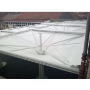 Préau Impluvio avec toile - Dimensions de 36m² à 102m², sur poteau central, acier galvanisé_3