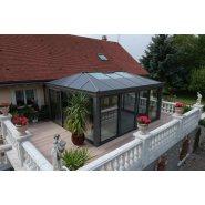 Véranda classique, avec toiture rectangulaire à facettes rayonnantes - Double pente - Grenat_3