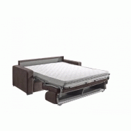 Canapé convertible 2 places MARGARITA - Matelas mémoire 20 cm - Sommier à lattes 120 cm - Microfibre marron - Ouverture express_3