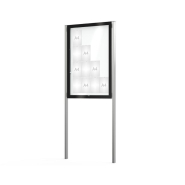 Vitrine extérieure sur poteaux Edge 80 - simple face, 12 à 28 A4, verre sécurisé, aluminium anodisé argent_3