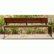 Banc public en bois PYSA - acier corten et bois tropical TIAMA - 2000mm_3