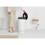 Corbeille à linge Brabantia - 35 litres - White - Ouverture Quick-Drop - Sac à linge en coton - Pratique et élégante_3