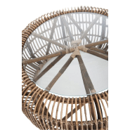 Table ronde BYZA en rotin naturel et verre - Design naturel et compact - Ø85 cm_3