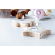 Bougie de Noël - Bougeoir en bois naturel avec lumière de thé - 37g_3